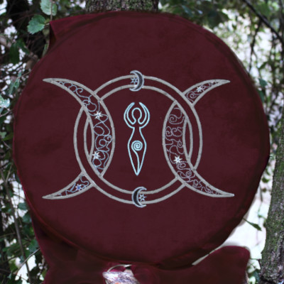 400 TPL bordeaux Sac housse pour tambour chamanique broderie Triple lune bordeaux