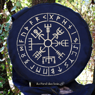 VEGVISIr MARINE sac housse pour tambour chamanique broderie Vegvisir MARINE