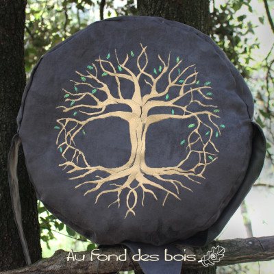 broderie HIBOU BORDEAUX sachousse pour tambour chamanique broderie hibou bordeaux