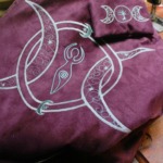 shamanic drum bag with thiple moon embroidery of moreah